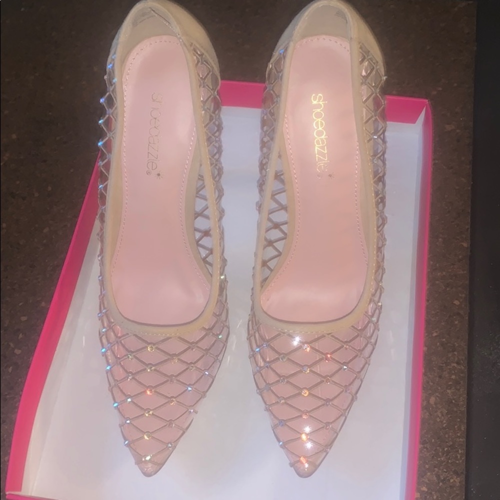 Nude Rhinestone Pumps